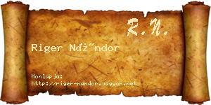 Riger Nándor névjegykártya